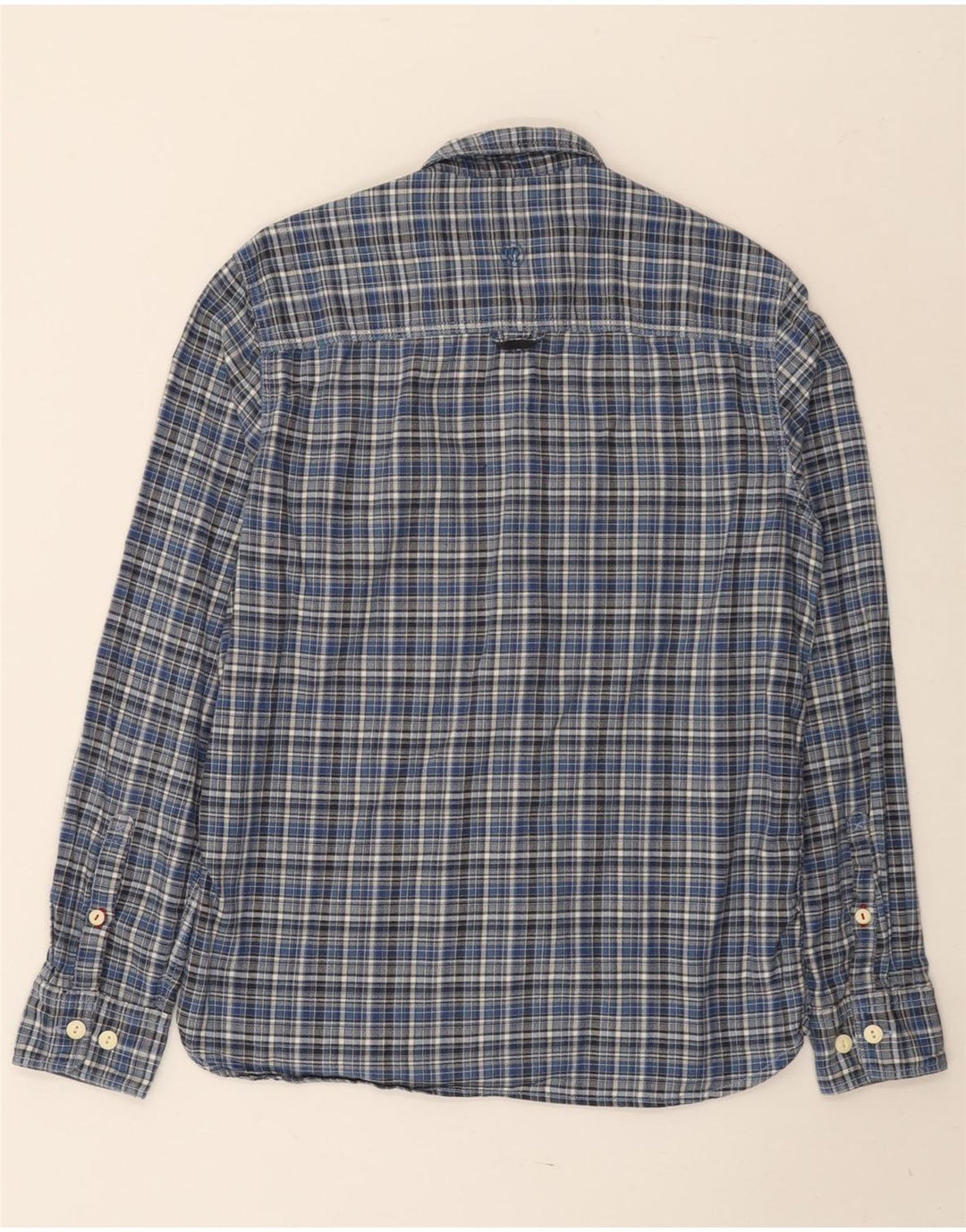 FAT FACE Herre Classic Fit Flanelskjorte Lille blå ternet bomuld