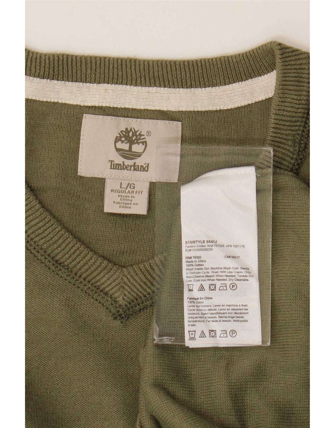 Timberland Herre Regular Fit V-hals sweater Stor Khaki Bomuld