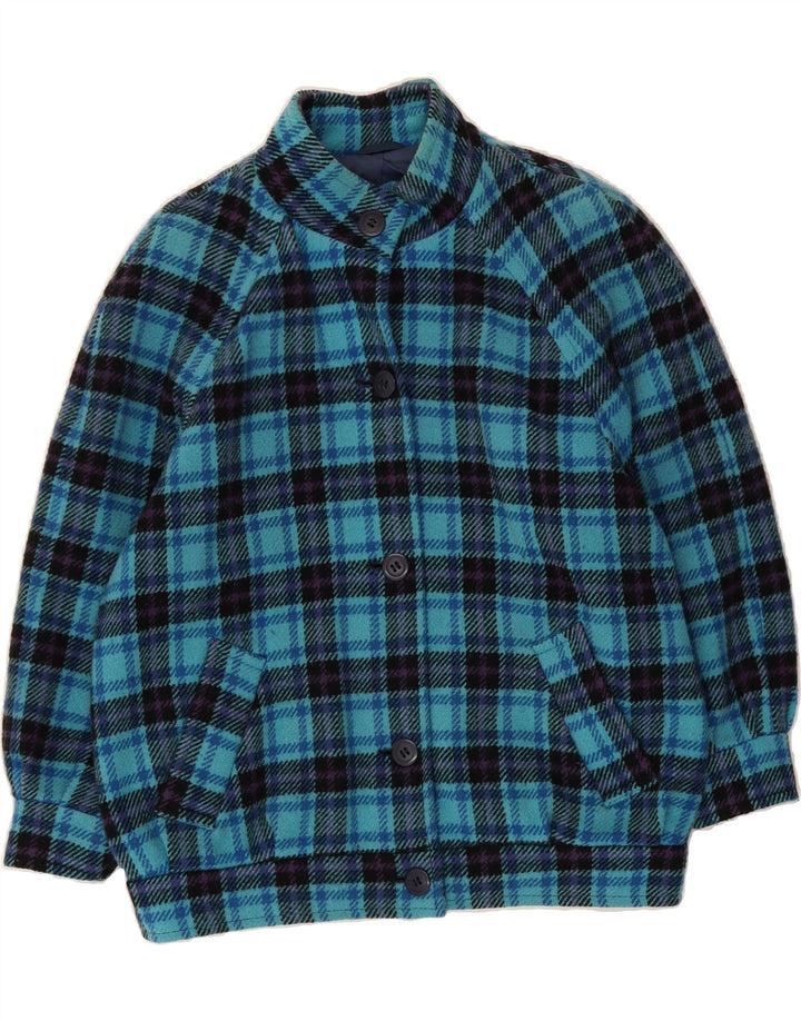 VINTAGE Womens Overcoat UK 18 XL Blue Plaid Vintage Vintage and Second-Hand Vintage from Messina Hembry 
