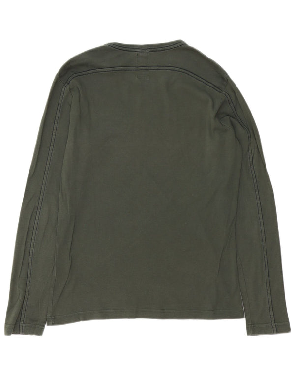 Gas Mens Graphic Top Long Sleeve Medium Khaki Cotton