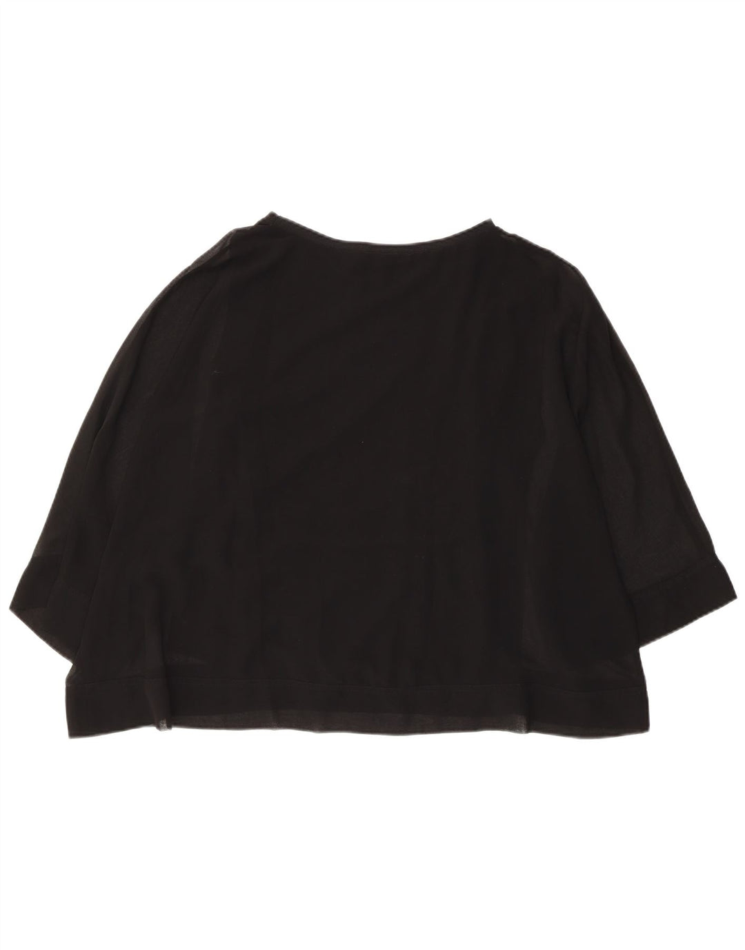 Zara Dame Loose Fit Crop Bluse Top UK 14 Large Black Modern