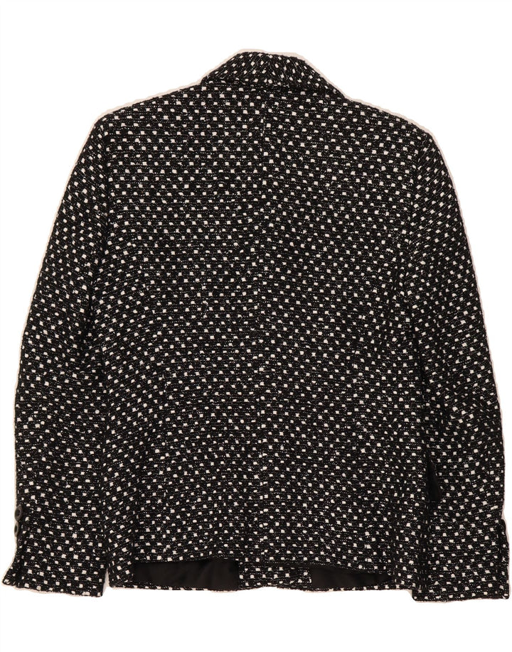 PRESTIGE Womens 4 Button Blazer Jacket UK 12 Medium  Black Spotted Wool Vintage Prestige and Second-Hand Prestige from Messina Hembry 