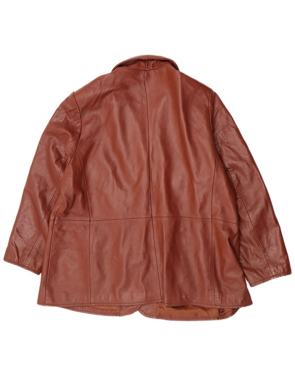 Classics Dame 3-knaps læder blazerjakke UK 26 5XL Brunt læder