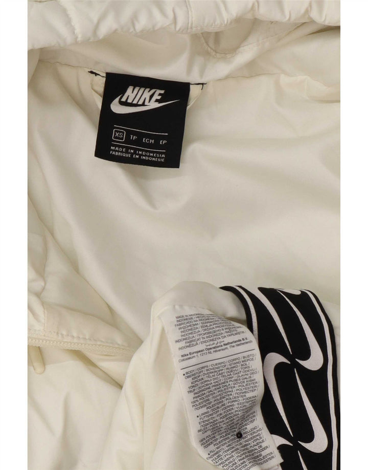 Nike polstret frakke med hætte til kvinder UK 6 XS hvid polyester