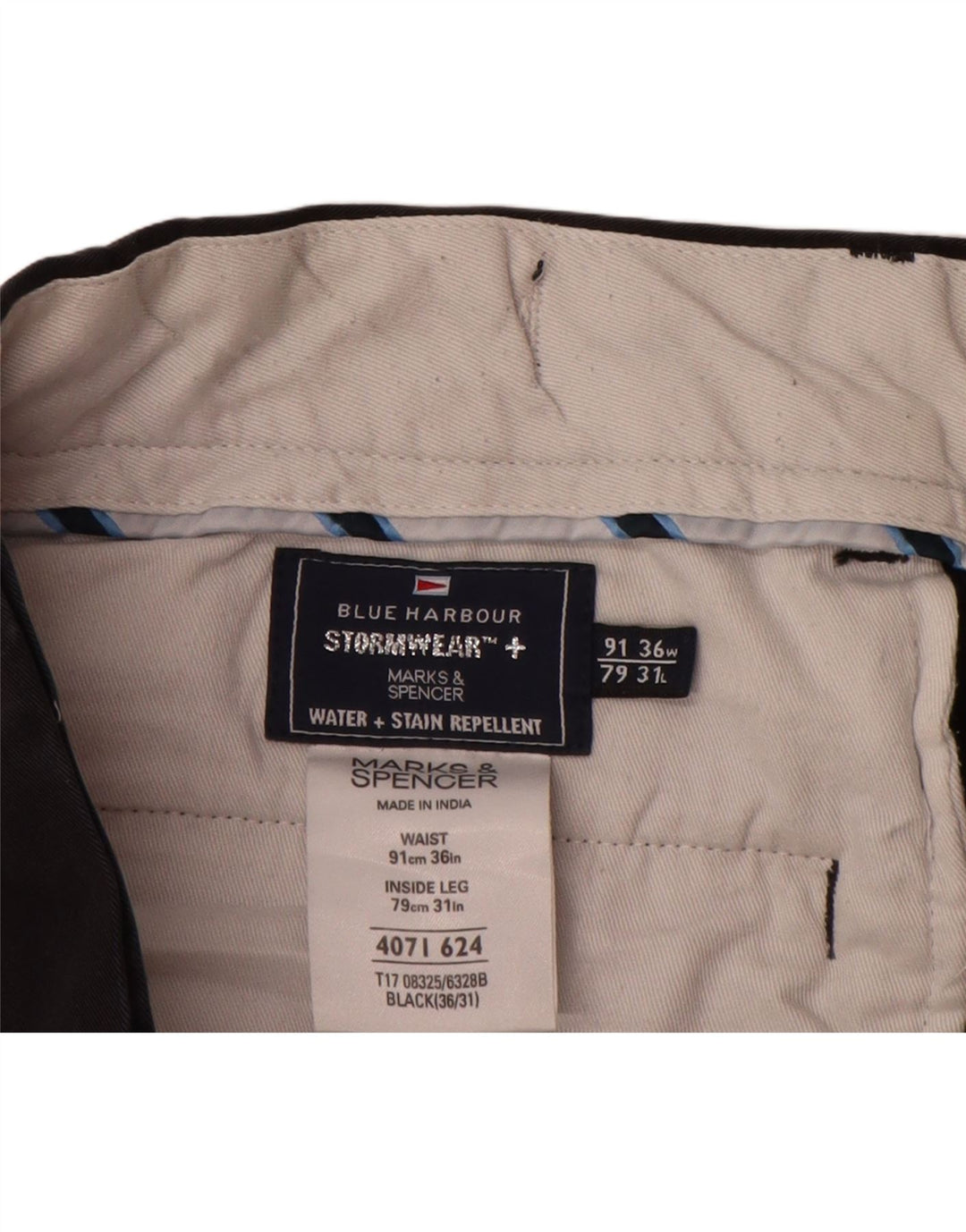 Marks & Spencer Herre Blue Harbor Lige Chinobukser W36 L31 Sort