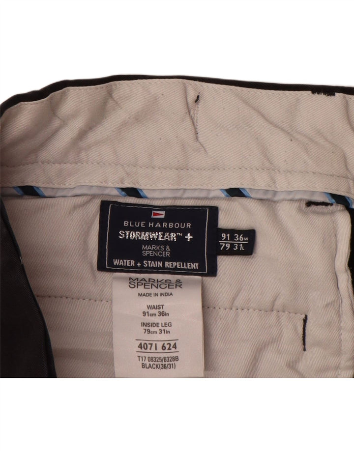 Marks & Spencer Herre Blue Harbor Lige Chinobukser W36 L31 Sort