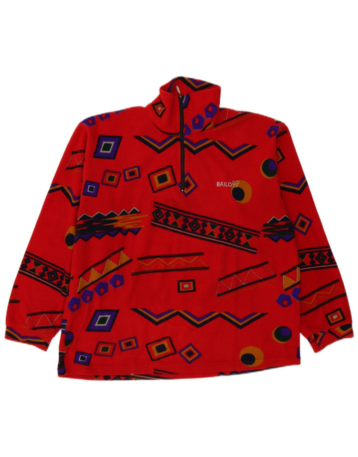Bailo Herre Fleece Jumper med lynlås XL Rød Geometrisk