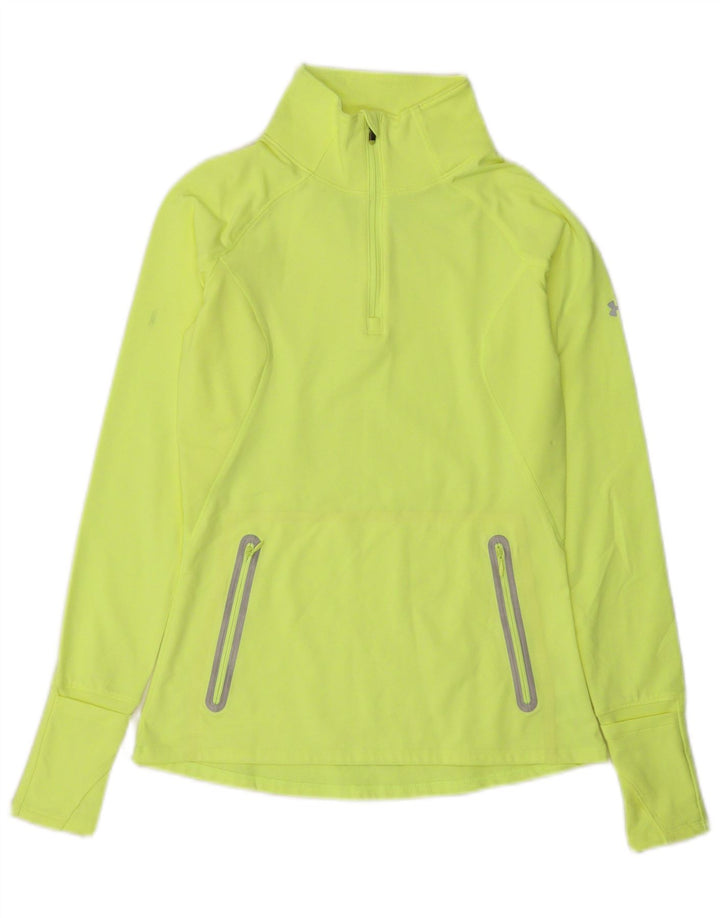 Under Armour Dame Cold Gear Pullover Træningsdragt Top UK 8 Small Yellow