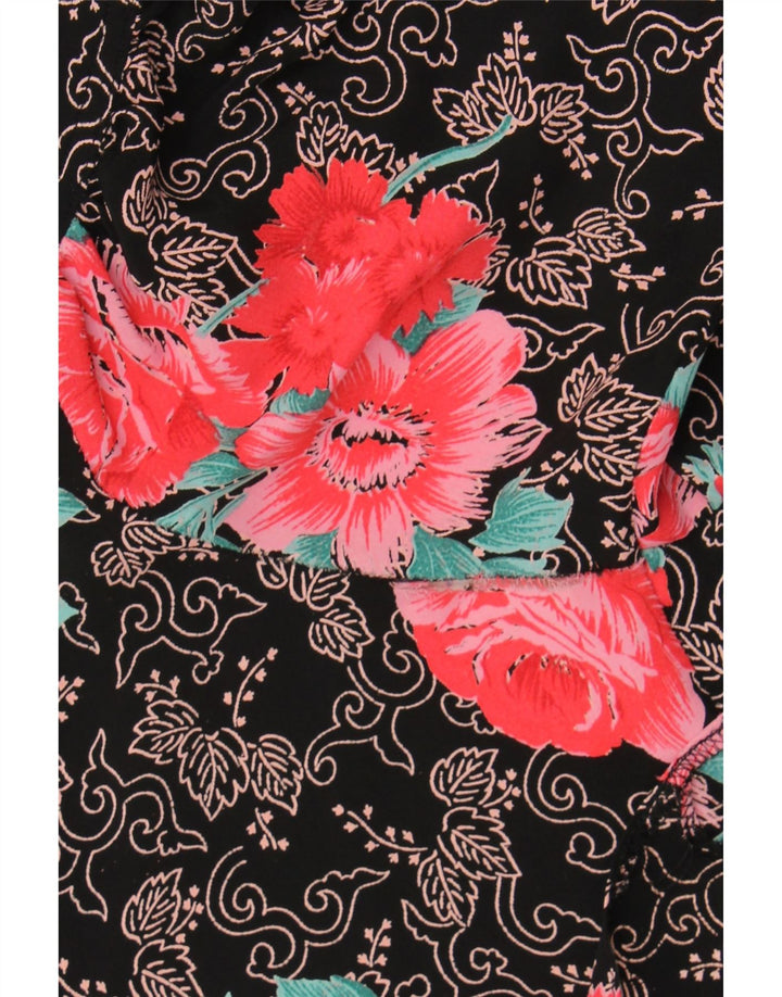 VINTAGE Womens Short Sleeve Shirt Blouse IT 42 Medium Black Floral Vintage Vintage and Second-Hand Vintage from Messina Hembry 