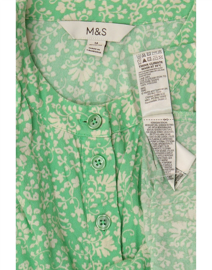 Marks & Spencer Dame Maxi Dress UK 14 Medium Green Floral Viscose