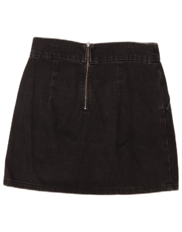 Topshop Womens Mini Denim Skirt W28 Medium Black Cotton
