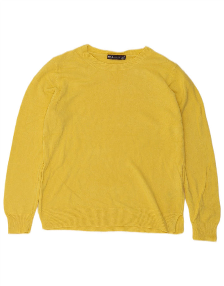 Marks & Spencer Dame Boat Neck Jumper Sweater UK 14 Medium Yellow