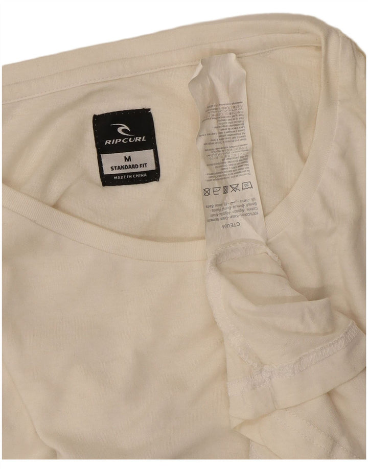 Rip Curl Herre Standard Fit T-Shirt Top Medium White Colourblock Bomuld