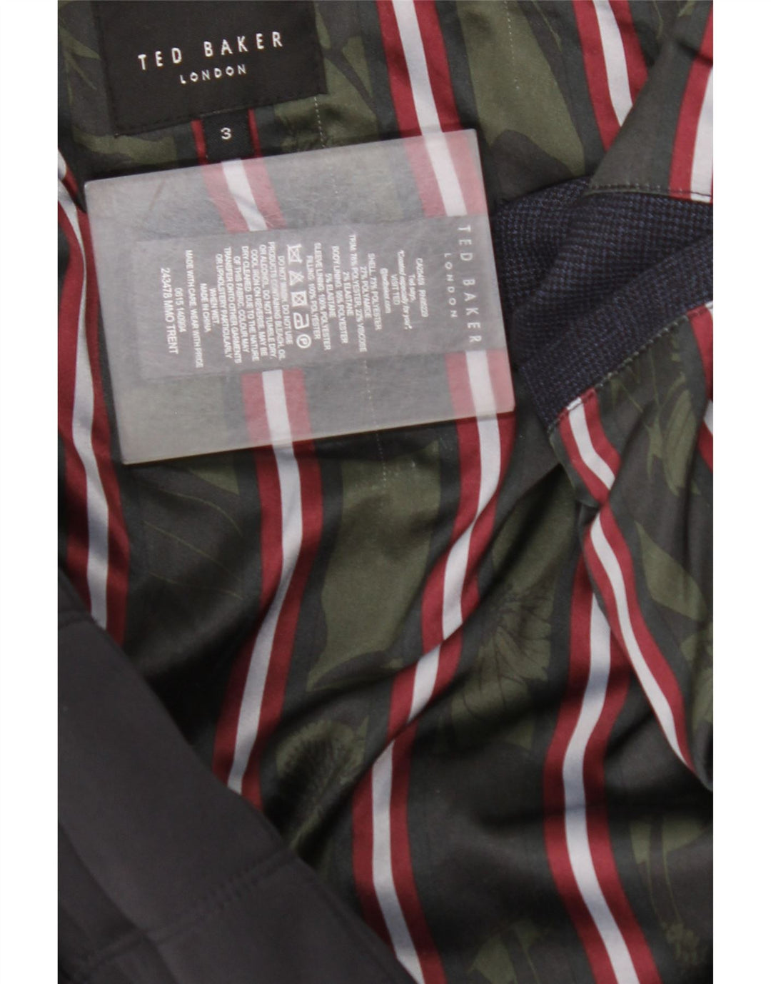 TED BAKER Polstret jakke til mænd str. 3 Medium Navyblå polyester