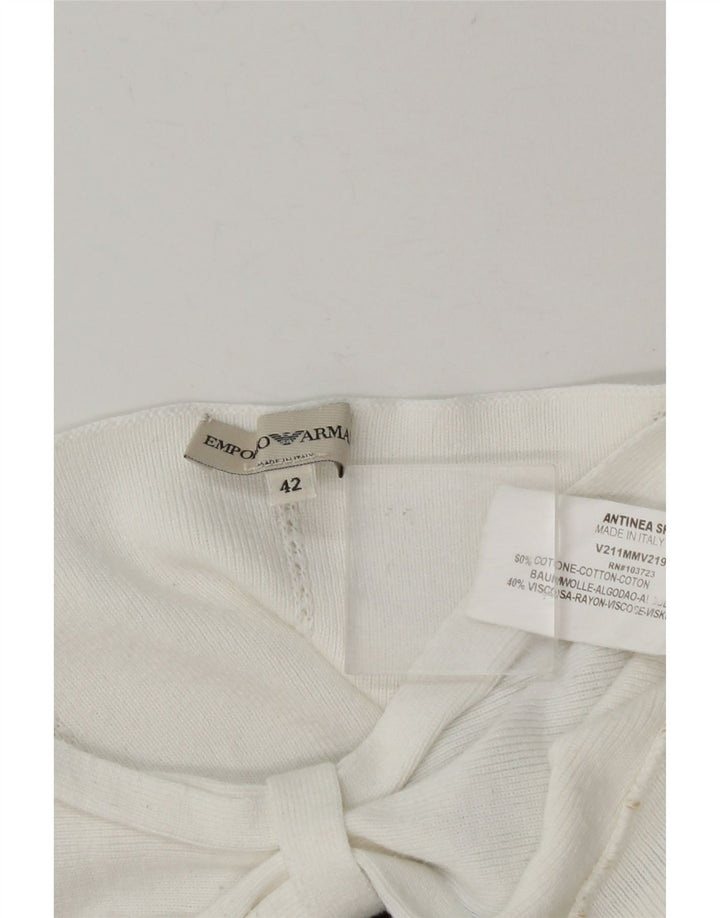 Emporio Armani Dame Crop Off Shoulder Top IT 42 Mellem hvid stribet
