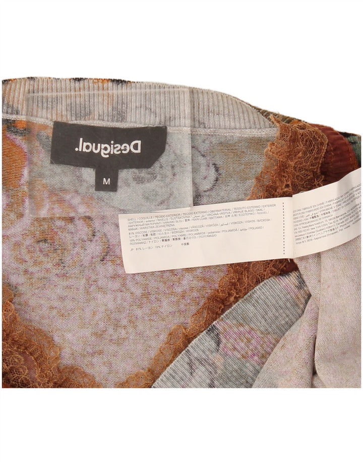 Desigual Dame V-hals sweater UK 14 Medium Flerfarvet