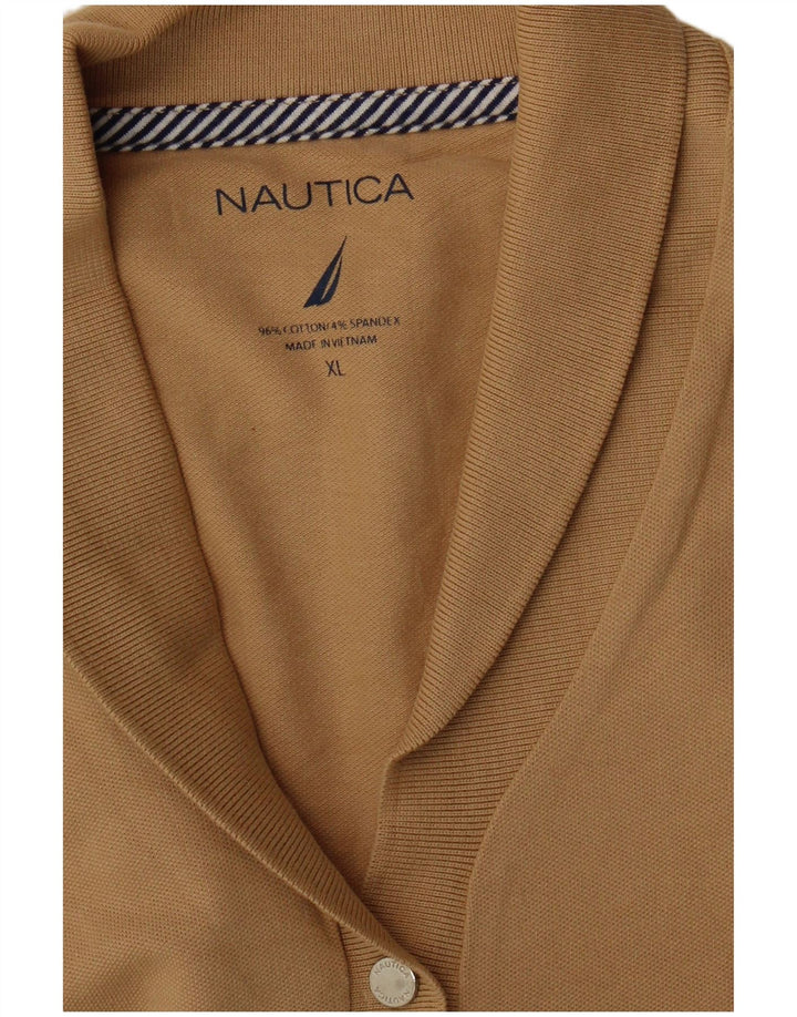 NAUTICA Dame Polo Shirt UK 18 XL Beige Bomuld