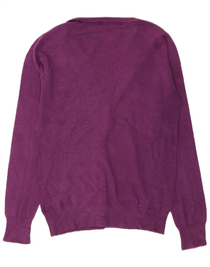 Zara Dame Cardigan Sweater UK 14 Medium Lilla Bomuld