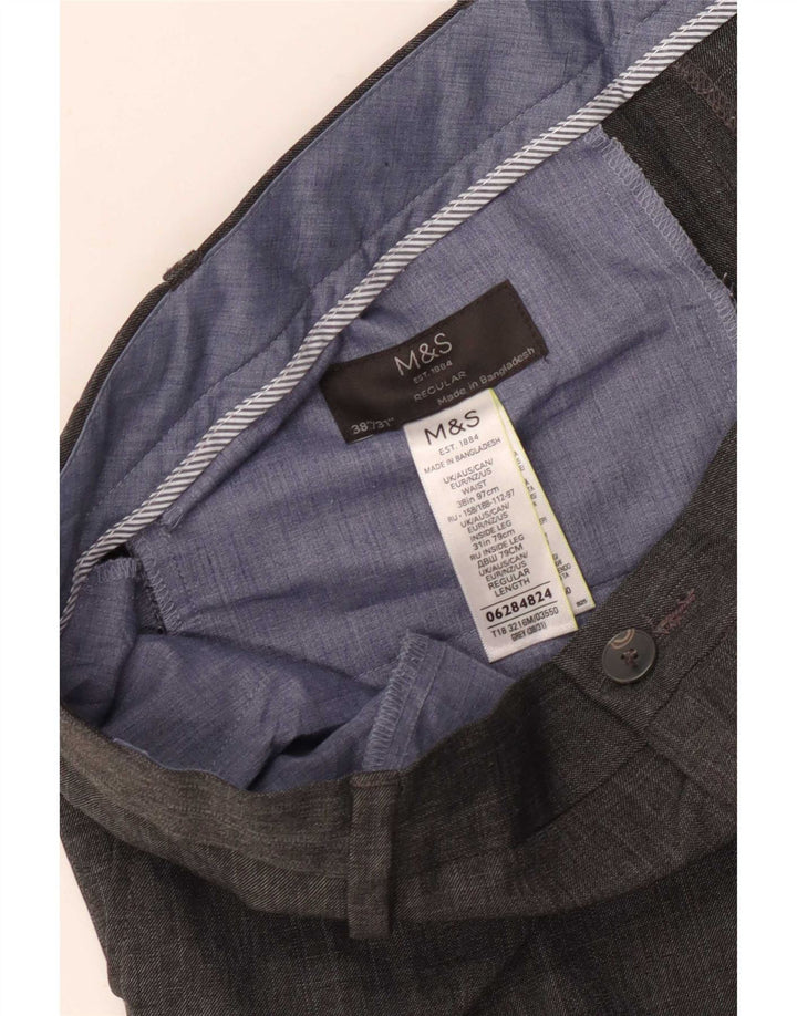 Marks & Spencer Herre Straight Regular Suit Bukser W38 L31 Grå Polyester
