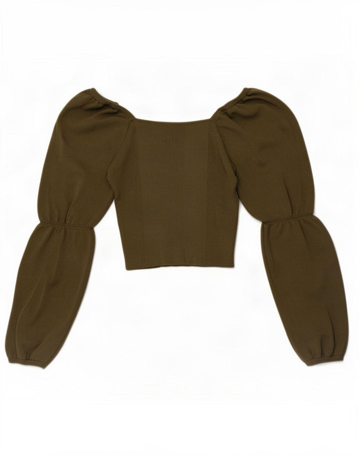 Zara Langærmet Crop Top til kvinder DK 8 Lille Grøn