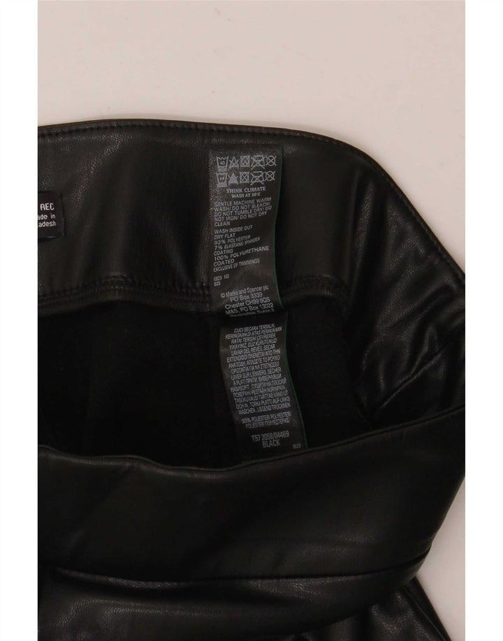 Marks & Spencer Dame imiteret læder Leggings UK 12 Medium Sort Polyester