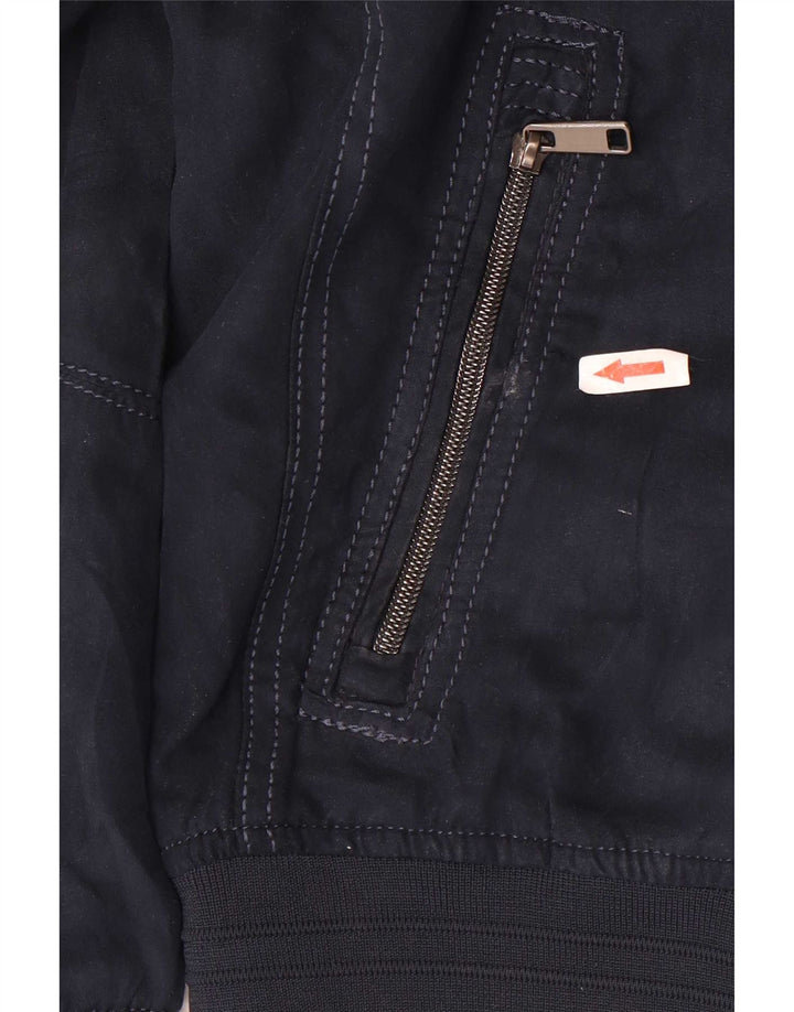 Zara Herre Bomber Jacket UK 36 Small Navy Blue Polyester
