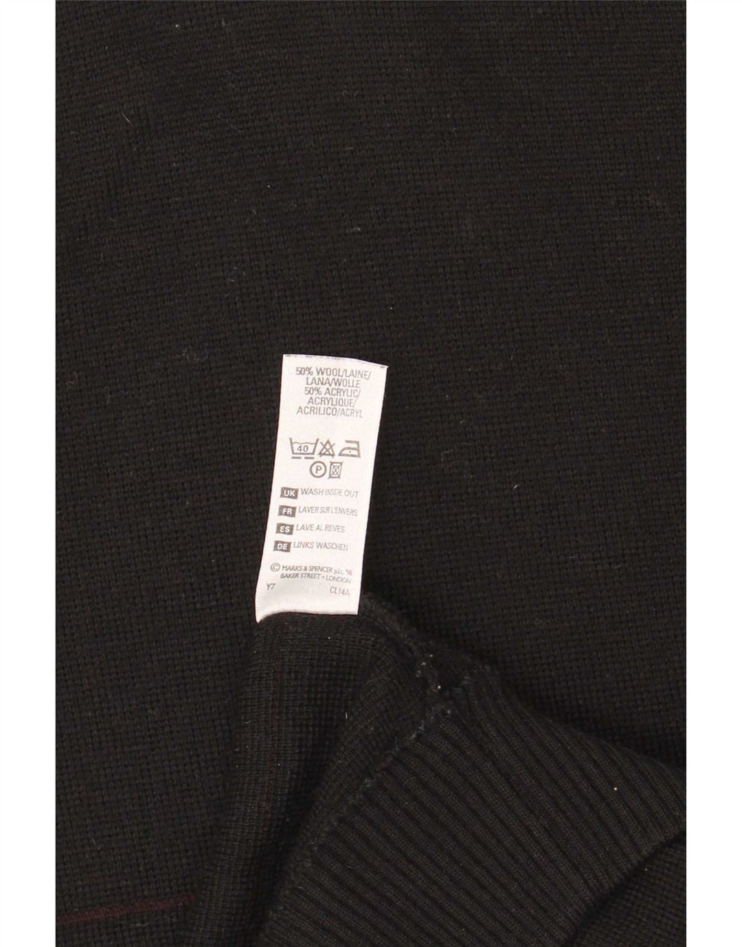Marks & Spencer Herre V-hals sweater Stor sort stribet uld