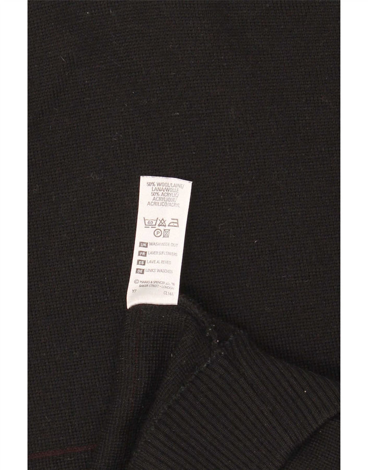 Marks & Spencer Herre V-hals sweater Stor sort stribet uld