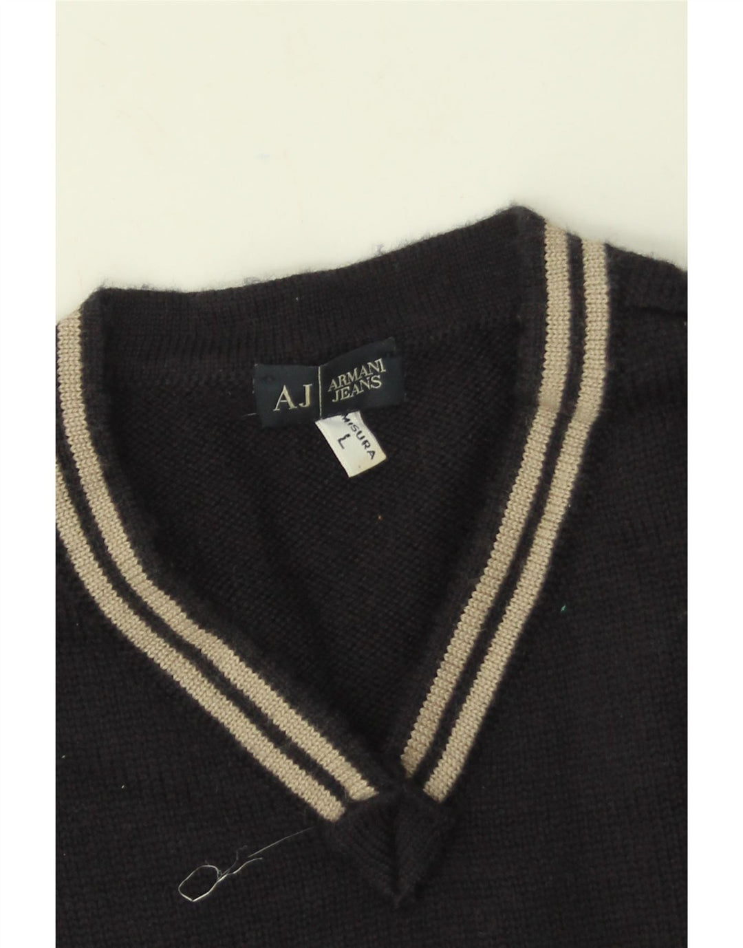 Armani Jeans Herre V-hals sweater Stor marineblå uld