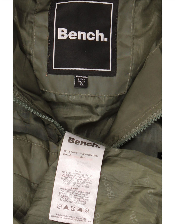 Bænk Dame Hætte Oversized Polstret Frakke UK 16 Stor Khaki Polyester