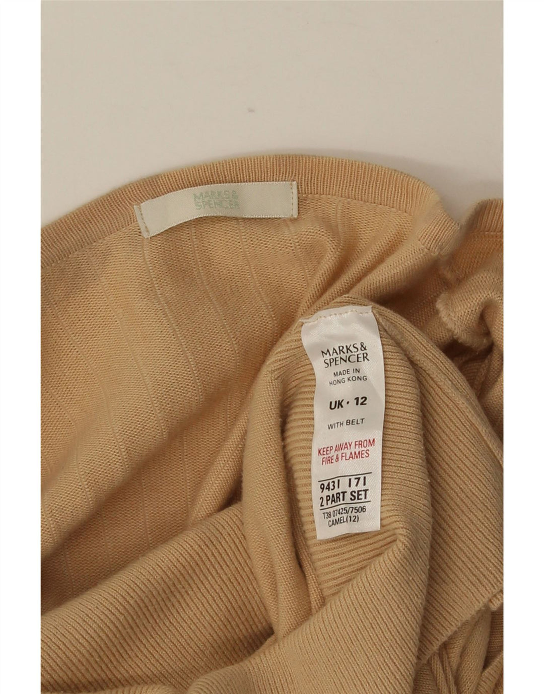 MARKS & SPENCER Dame Crop Cardigan Sweater UK 12 Medium Beige Bomuld