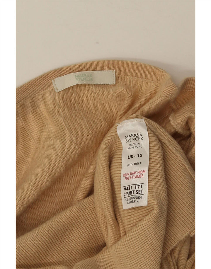 MARKS & SPENCER Dame Crop Cardigan Sweater UK 12 Medium Beige Bomuld
