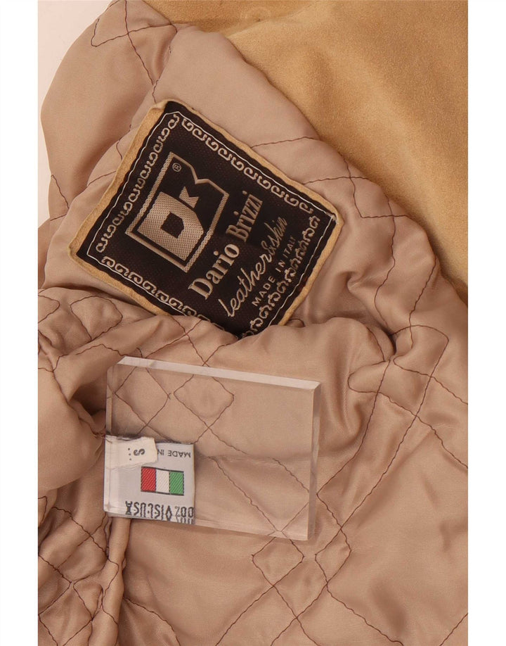 Dario Brizzi Dame Dobbeltradet ruskindsjakke UK 10 Small Beige Læder