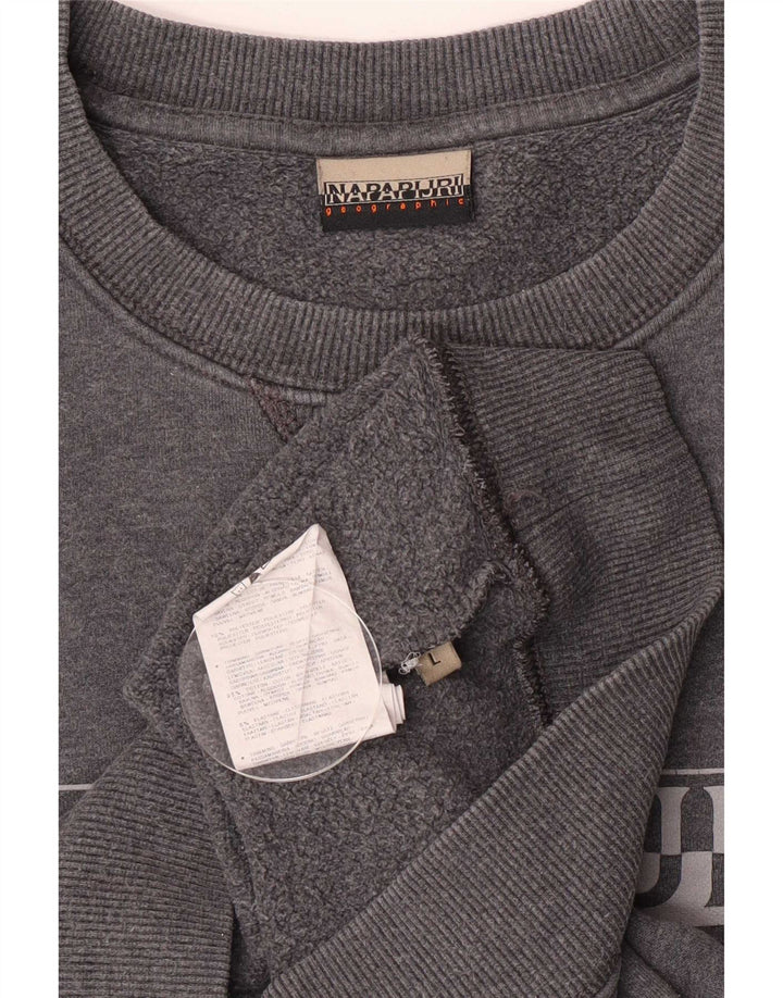 Napapijri Herre Geographic Graphic Sweatshirt Jumper Stor Grå Bomuld
