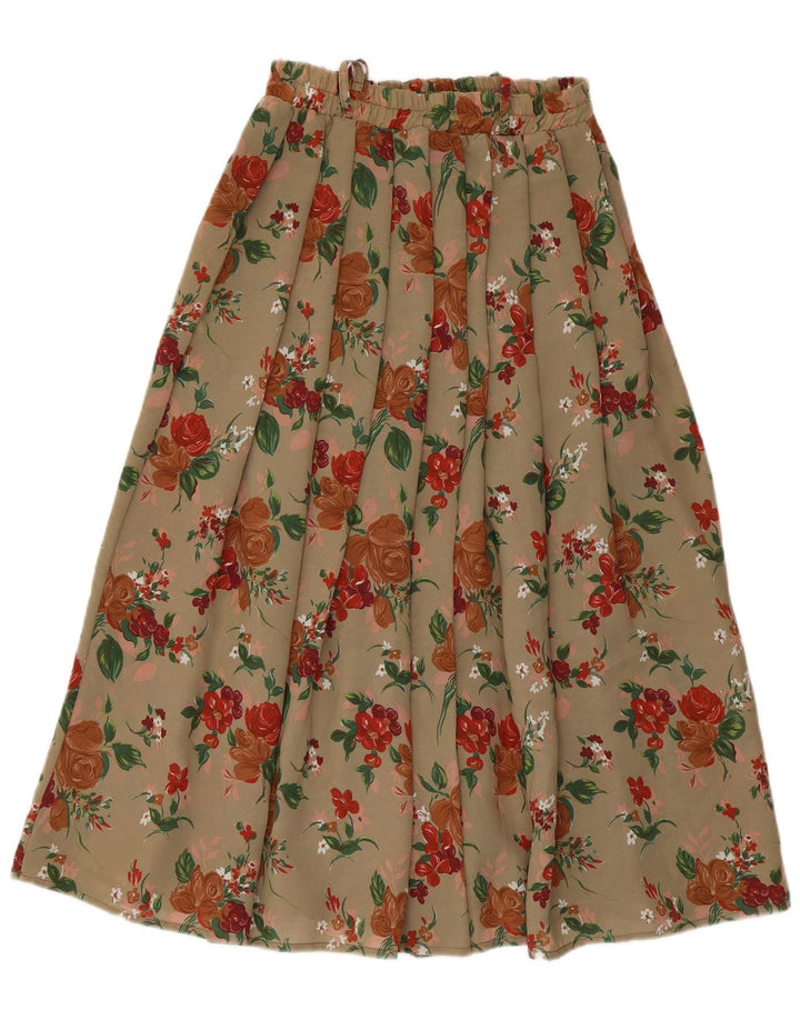 VINTAGE A-line nederdel til kvinder Medium W28 Beige Floral Polyester