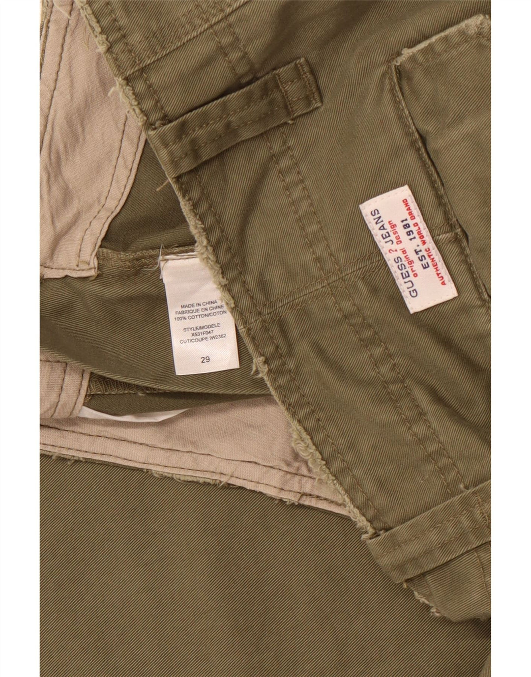 GUESS Dame Distressed Bootcut Chino-bukser W29 L33 Grøn bomuld