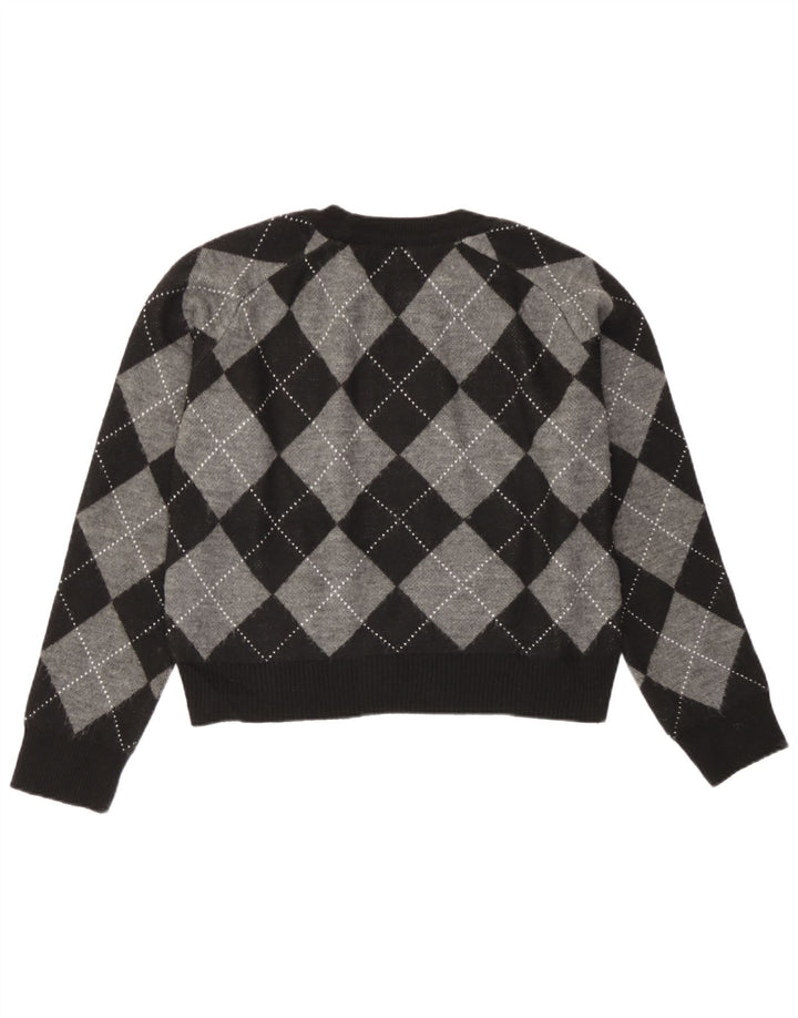 Massimo Dutti Dame Crop Crew Neck Jumper Sweater UK 10 Small Black