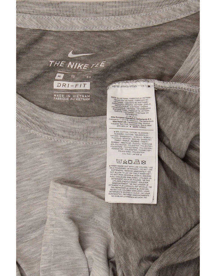 Nike Herre Dri Fit Grafisk T-Shirt Top XL Grå Bomuld