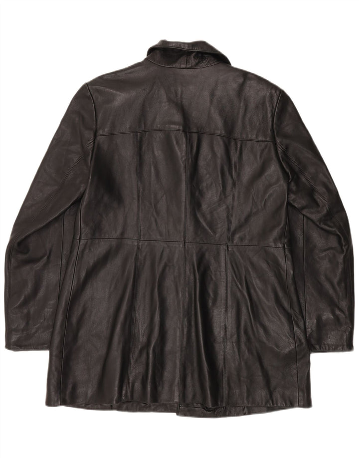 VINTAGE Læderfrakke til kvinder IT 48 XL Sort Acetat