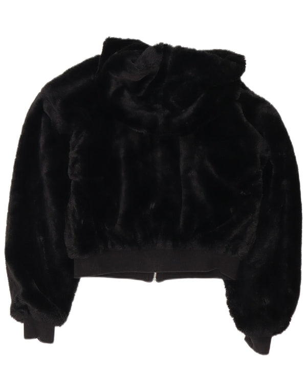 Topshop Dame Oversized Hættejakke i imiteret Pels UK 6 XS Sort Polyester