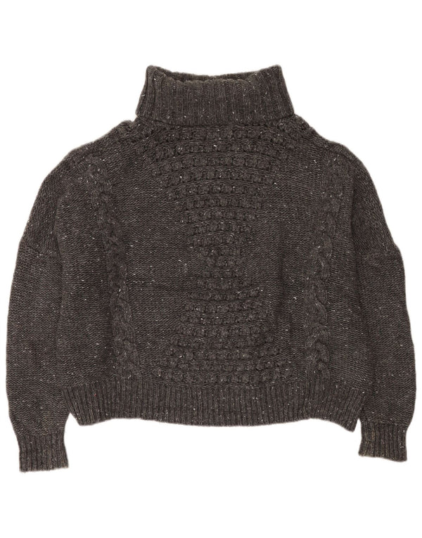 Superdry Womens Crop Rullehals sweater UK 16 Large Grey Flecked