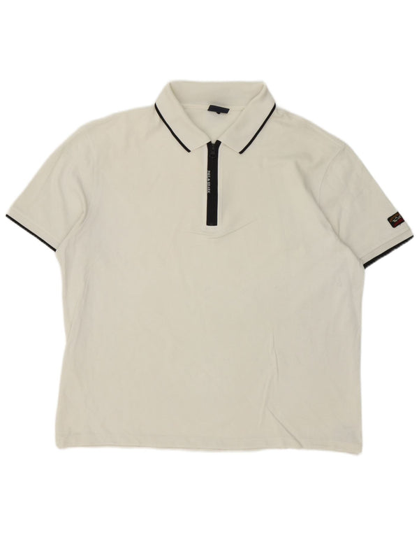 Paul & Shark Herre poloshirt XL Hvidstribet bomuld