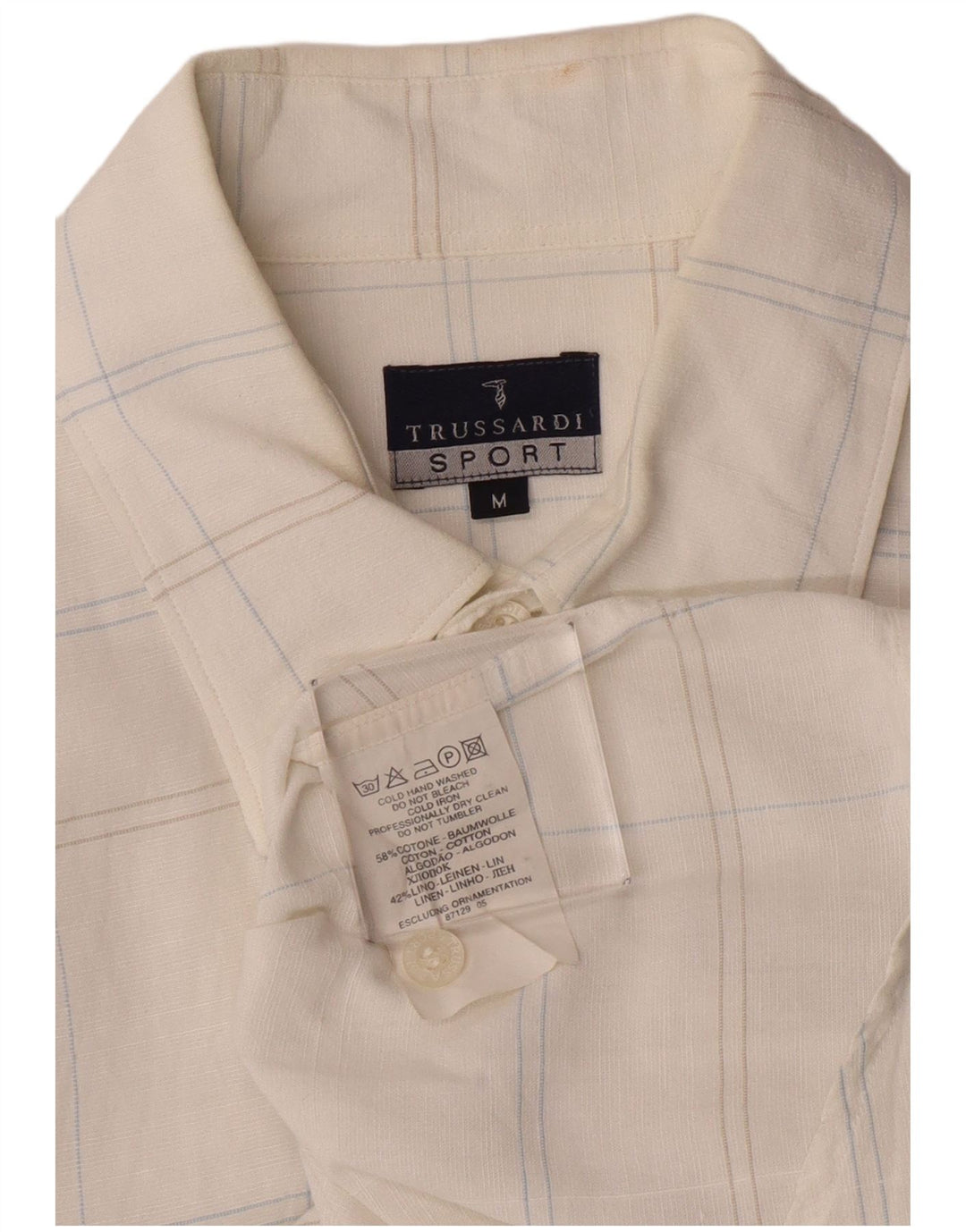 Trussardi Herre Ternet skjorte Medium Off White Plaid Bomuld