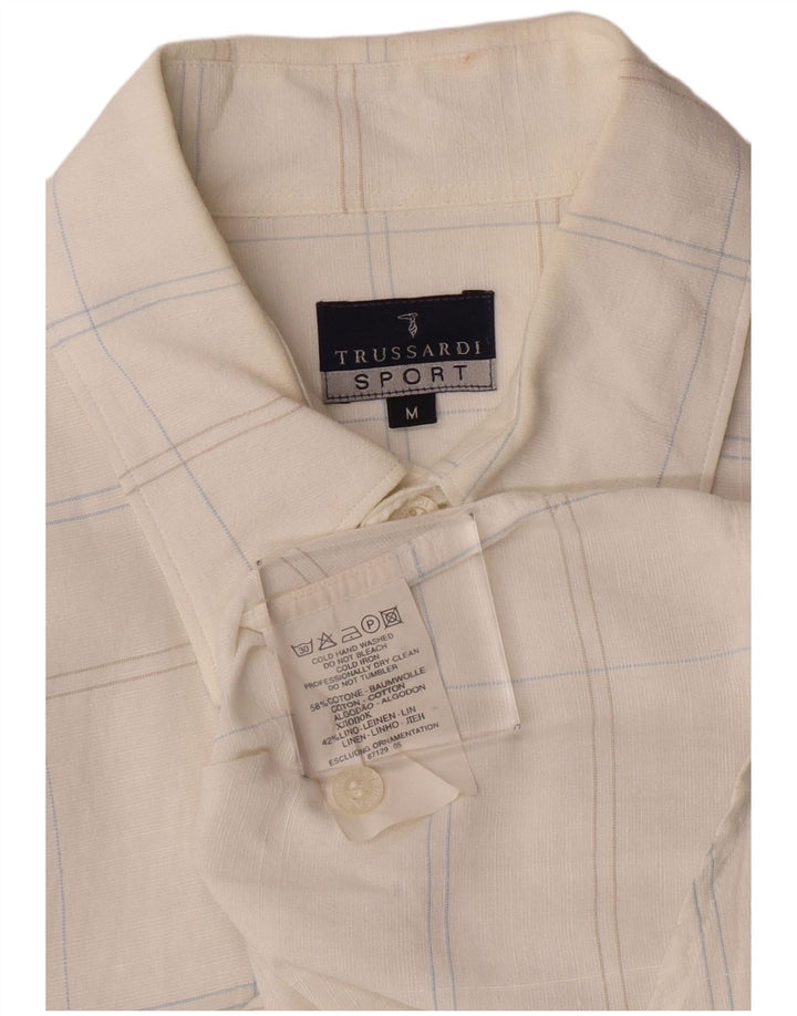 Trussardi Herre Ternet skjorte Medium Off White Plaid Bomuld