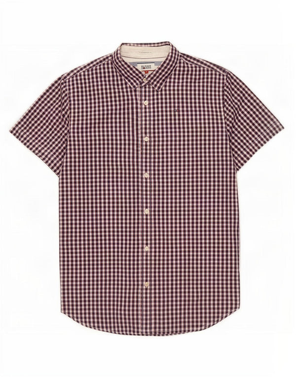 Tommy Hilfiger Kortærmet Herreskjorte Medium Navy Blue Gingham Cotton