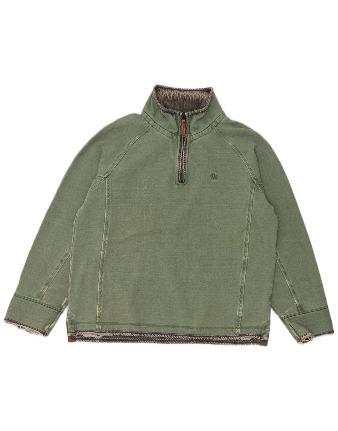 Fat Face Herre Zip Neck Sweatshirt Jumper Medium Grøn Bomuld