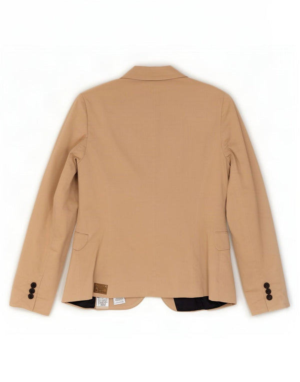 Zara Dame 1 Knap Blazer Jakke UK 12 Medium Beige Bomuld