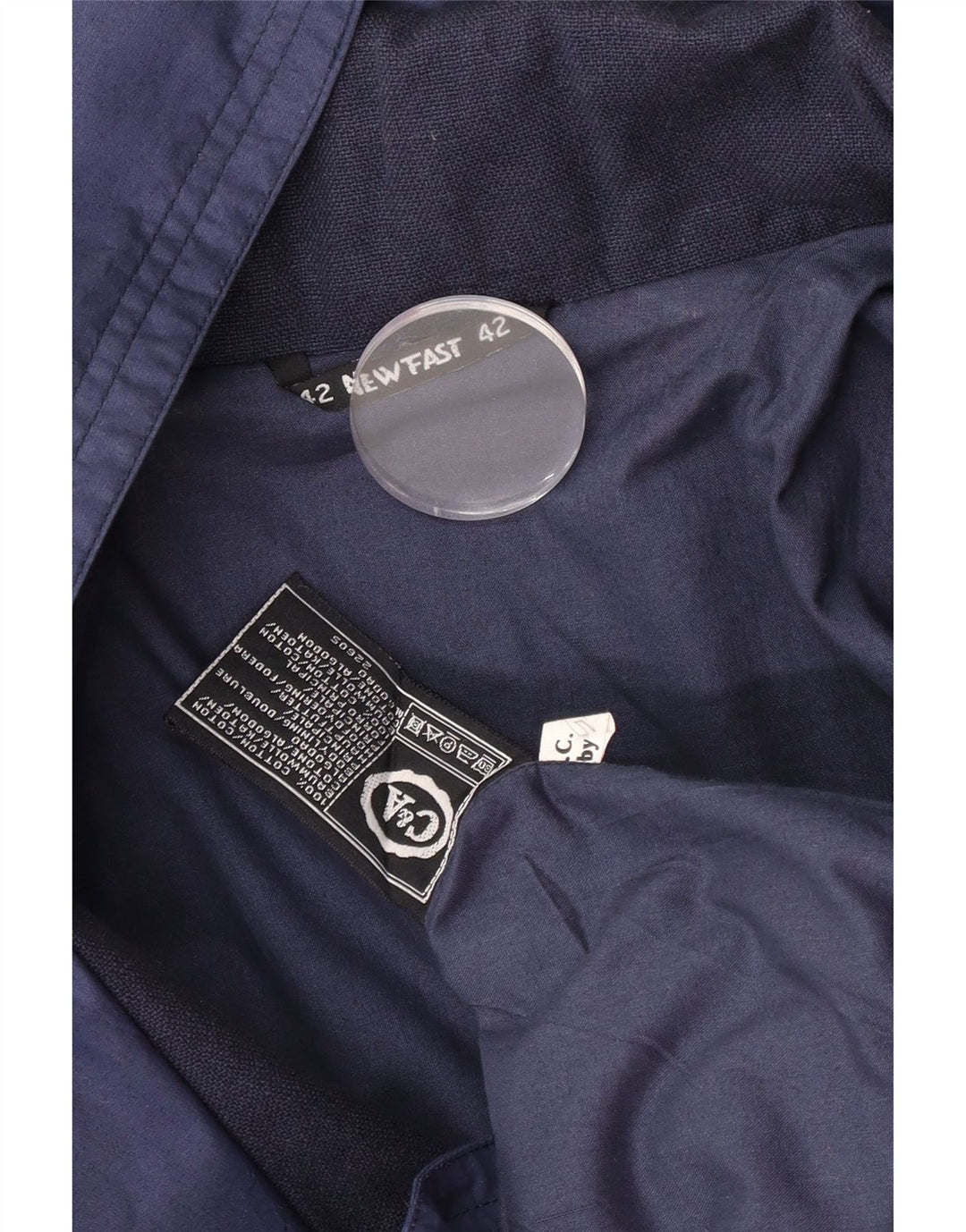 Ny Hurtig Dame Hætte Oversized Overfrakke EU 42 Large Navy Blue Bomuld