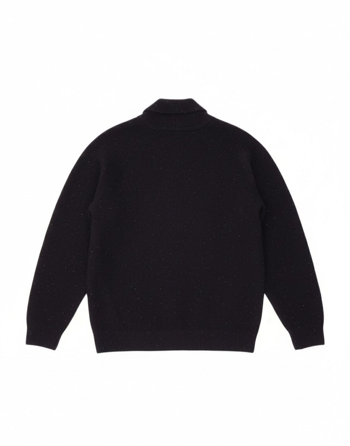 MASSIMO DUTTI Womens Shawl Neck Jumper Sweater UK 14 Large Navy Blue