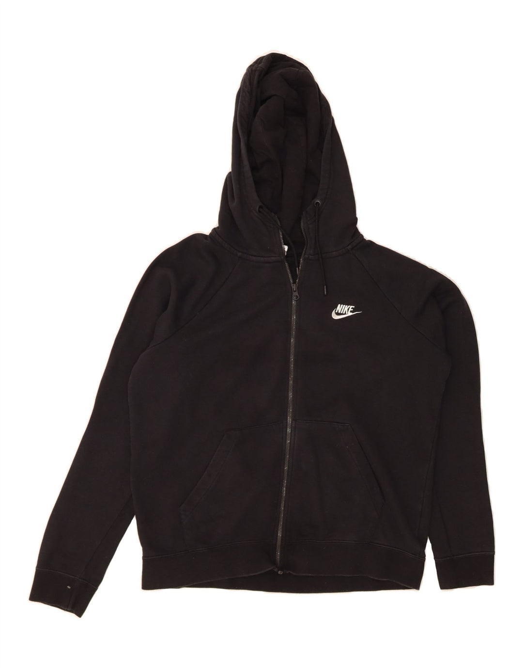 NIKE Womens Zip Hoodie Sweater UK 14 Medium Black Cotton Vintage Nike and Second-Hand Nike from Messina Hembry 